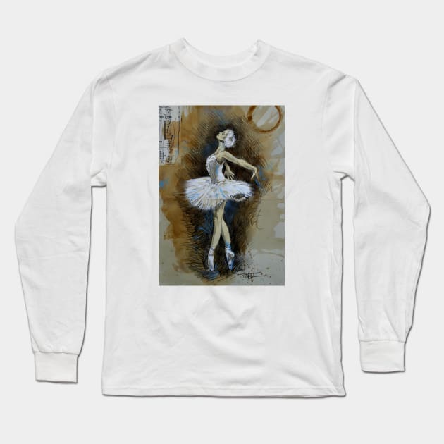 Swan song Long Sleeve T-Shirt by Loui Jover 